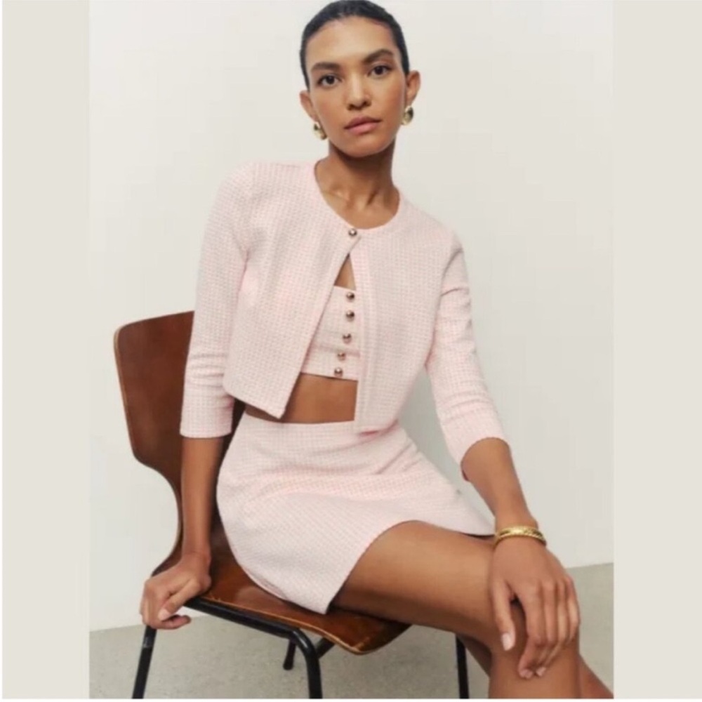 Reformation Eloise 3 piece Light Pink Skirt Set NWOT